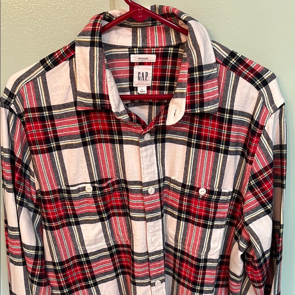 GAP Red and White Casual Button Down Shirt